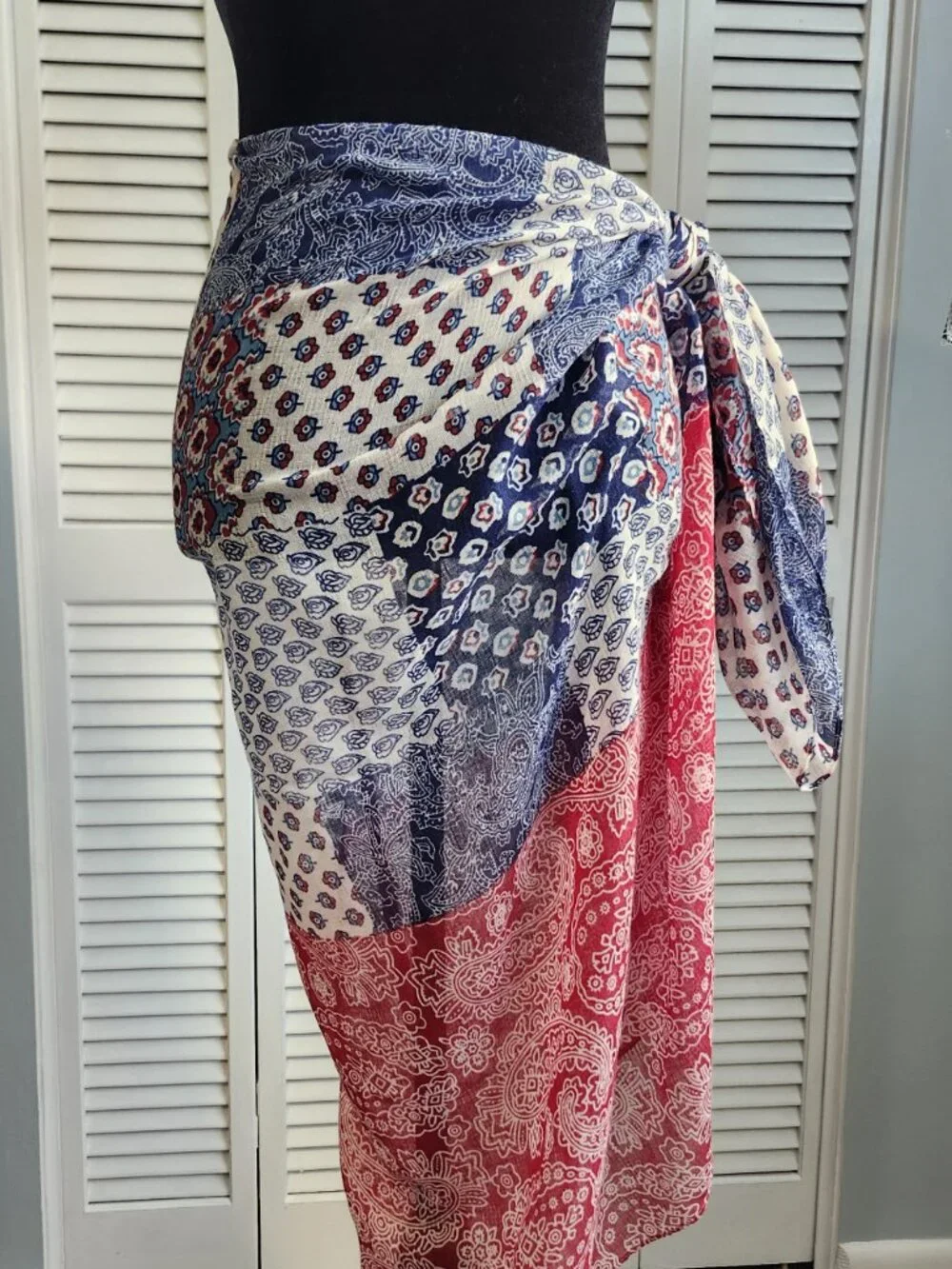 Patriotic Infinity Scarf 4th of July Red White Blue 36x36